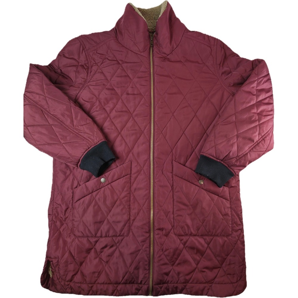 Weatherproof Vintage Quilted Jacket Women M Burgundy Sherpa Lined Coat